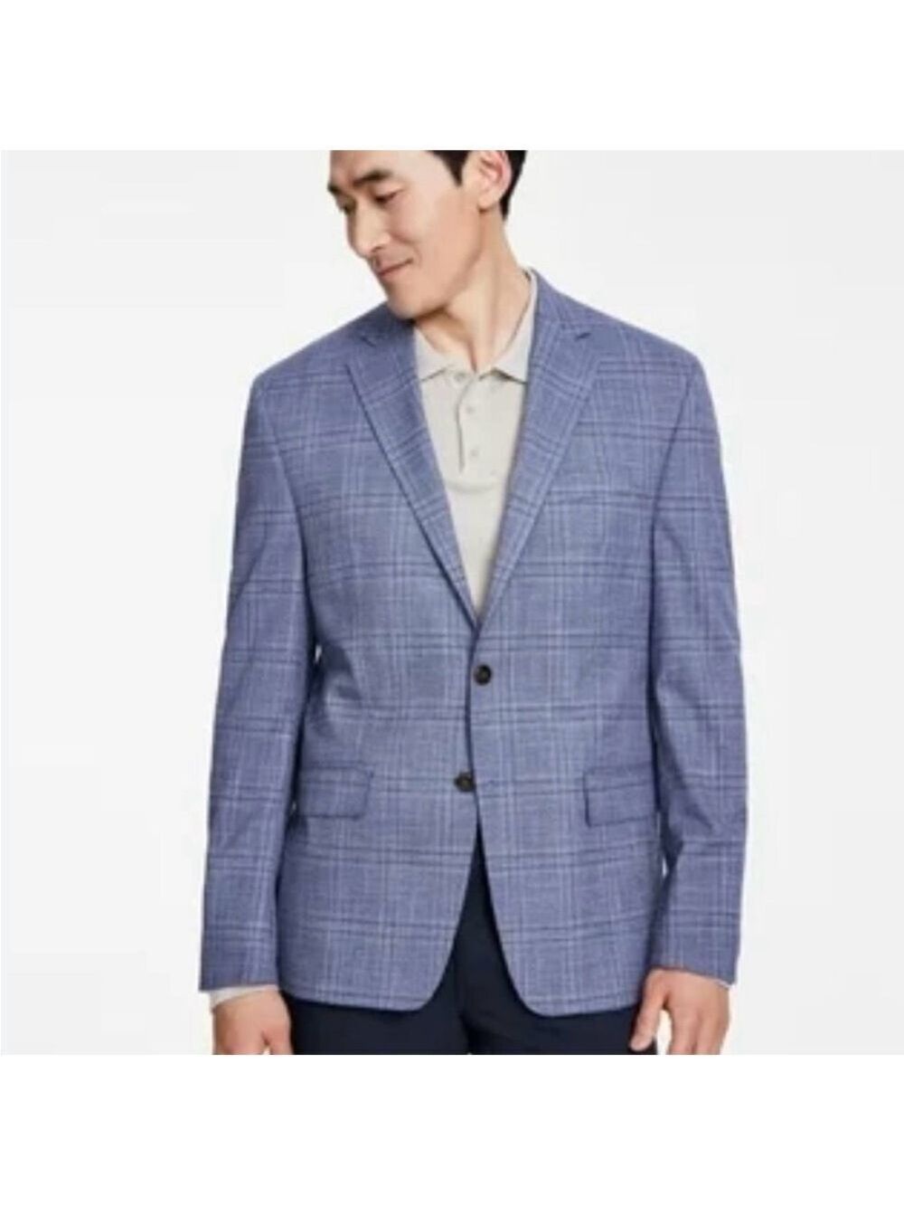 Michael Kors Men’s Classic Fit Stretch Blazer Sport Coat Jacket 38R Blue Plaid